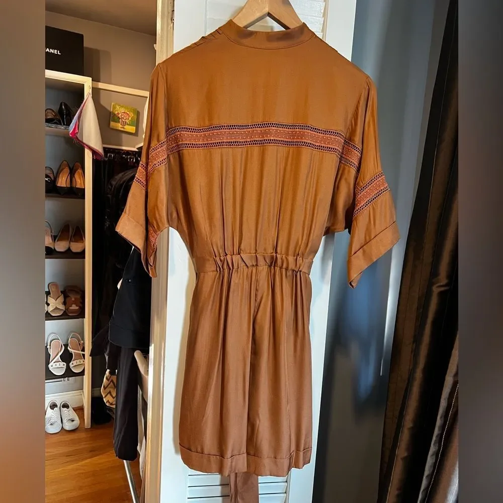 Diane Von Furstenberg Bara Silk Pintuck Button Front Romper